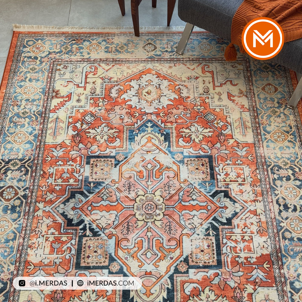 فرش کهنه نما کد 21732 زمینه تمام رنگ
